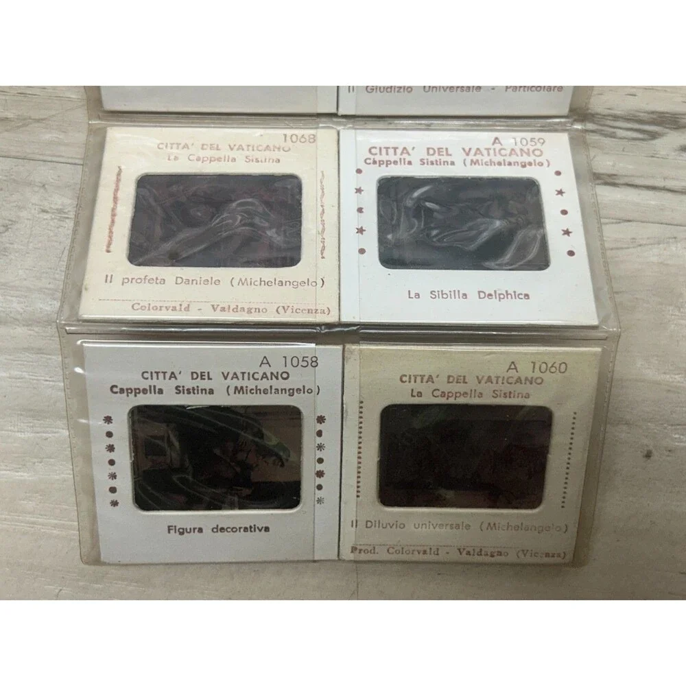 Vtg Souvenir Set Of 12 Color Slides 35mm From Vaticano Capella Sistina Paintings